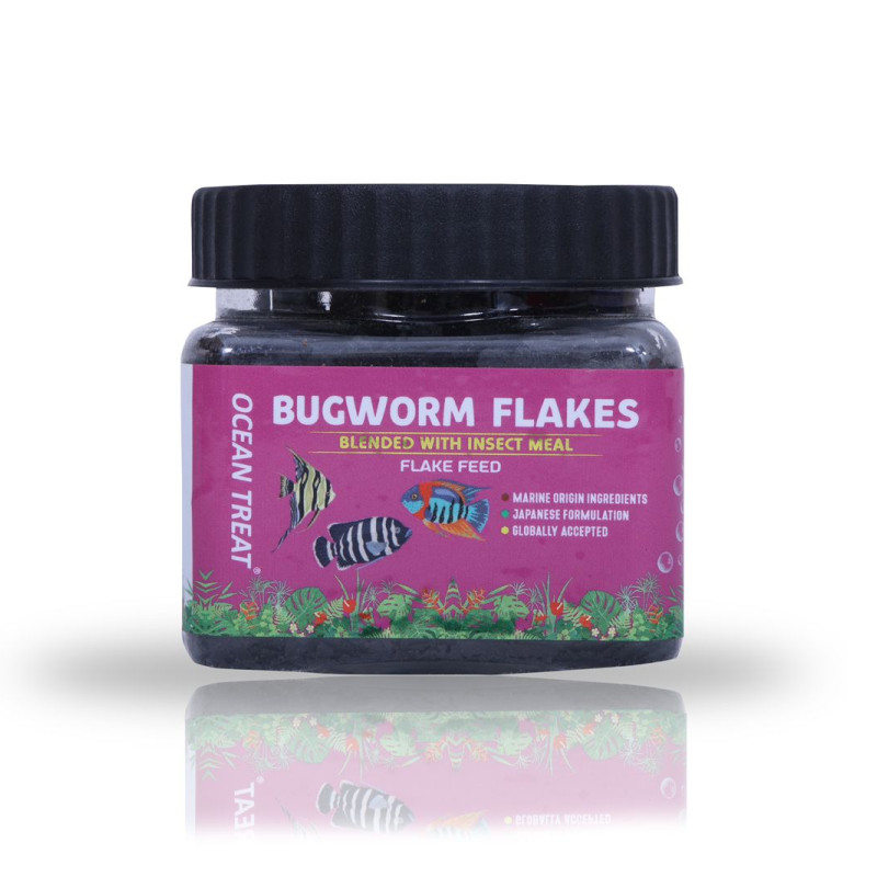 Ocean Treat Bugworm Flakes Fish Food - 50g